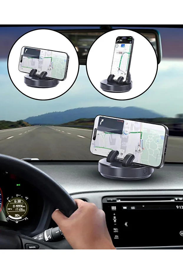 360° Dönebilen Yapışkanlı Numaratörlü Araç Telefon Tutucu